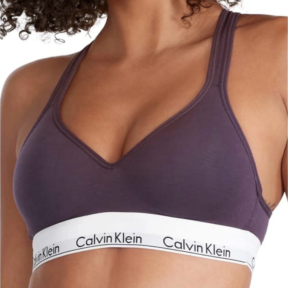 Calvin Klein Modern Cotton Padded Bralette in Nightshade size Small - Picture 2 of 6